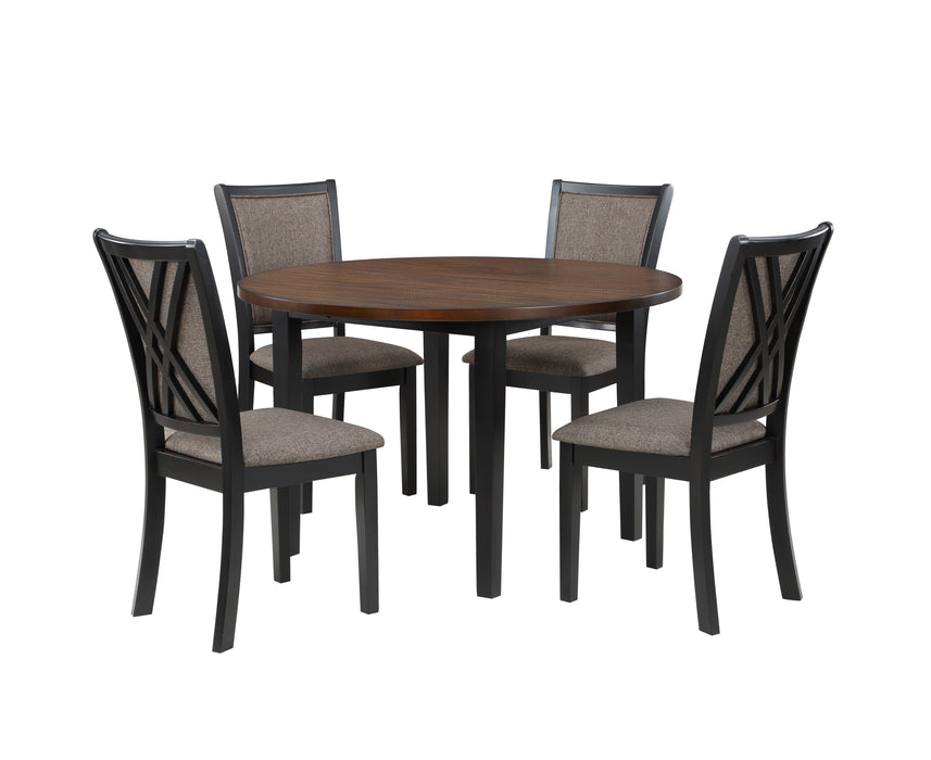 Potomac - 5 Piece Round Dining Set (Table & 4 Chairs) - Brown / Black