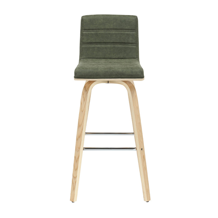 Vienna - 39.5" Swivel Bar Height Square Back Wood Bar Stool With Faux Leather Seat