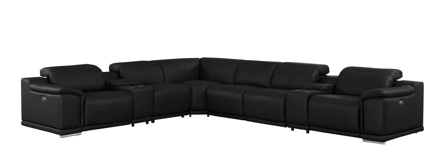 2679 - 8-Piece L-Shaped Power Reclining Sectional In Genuine Leather (3 Recliners)