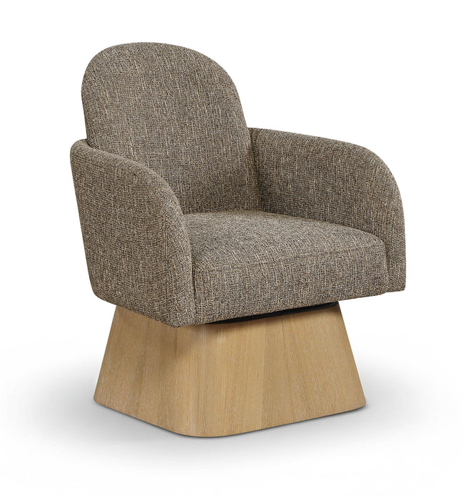 Marlowe - Linen Textured Fabric Upholstered Swivel Accent Chair - Stained Natural