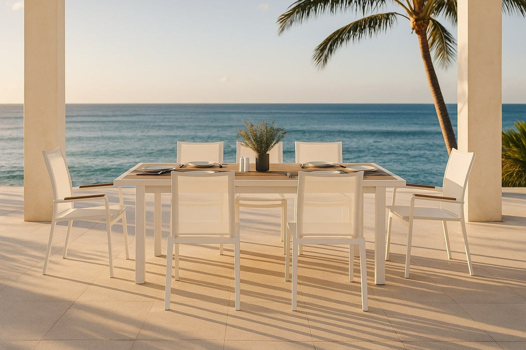 Nizuc - Outdoor Patio Dining Chair With White Frame (Set of 2)