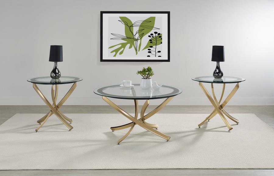 Brooke - Round Glass Top Coffee Table Set