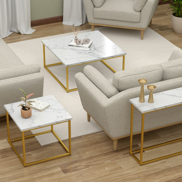 Driscoll - End Table - White / Gold