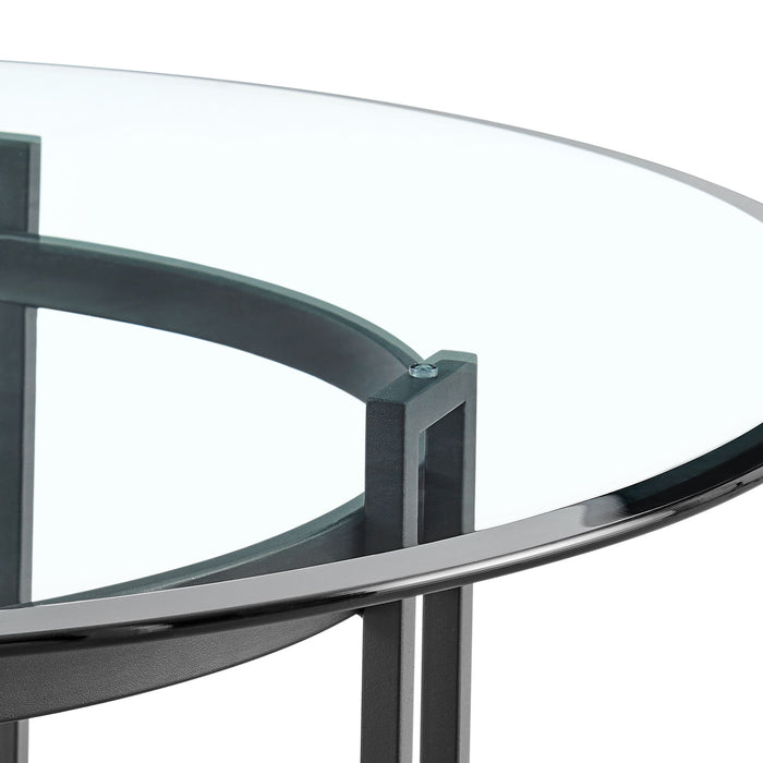 Tibet - Contemporary Round Glass Dining Table - Matte Black