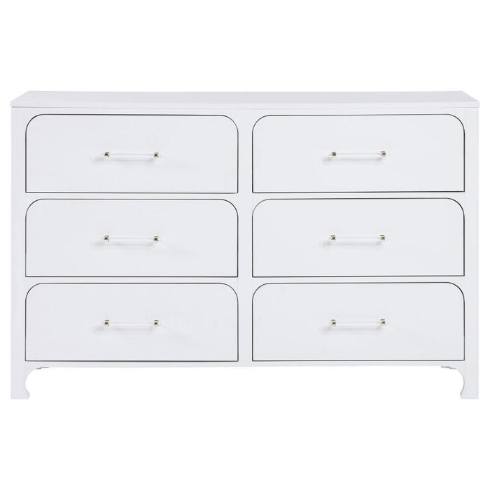 Anastasia - 6-Drawer Bedroom Dresser - Pearl White