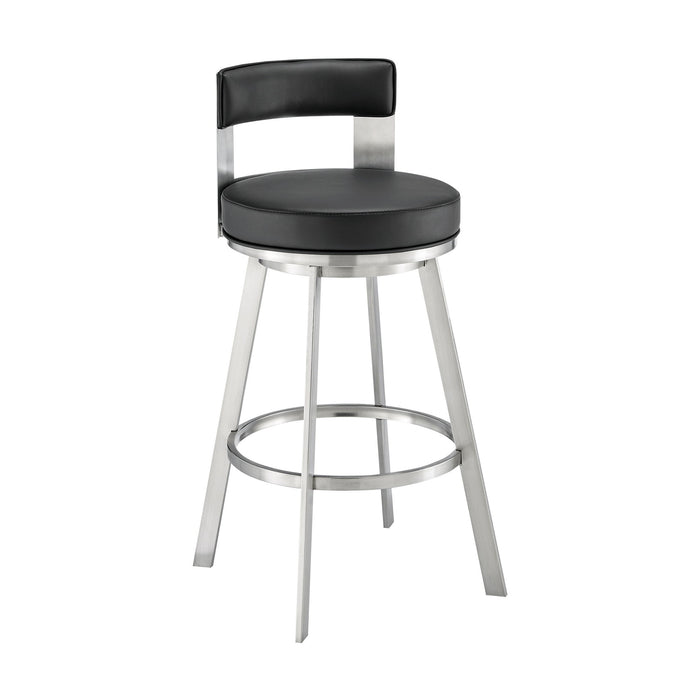Lynof - Swivel Bar Stool - Brushed Stainless Steel Finish