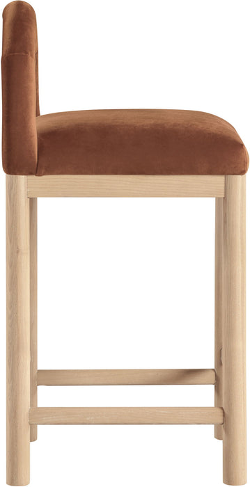 Conrad - Velvet Counter Stool With Natural Legs