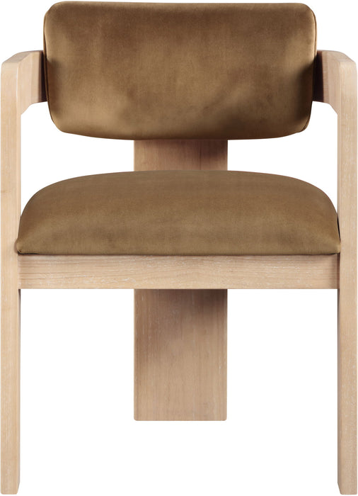 Sacha - Velvet Dining Chair With Natural Base (Set of 2) - Saddle