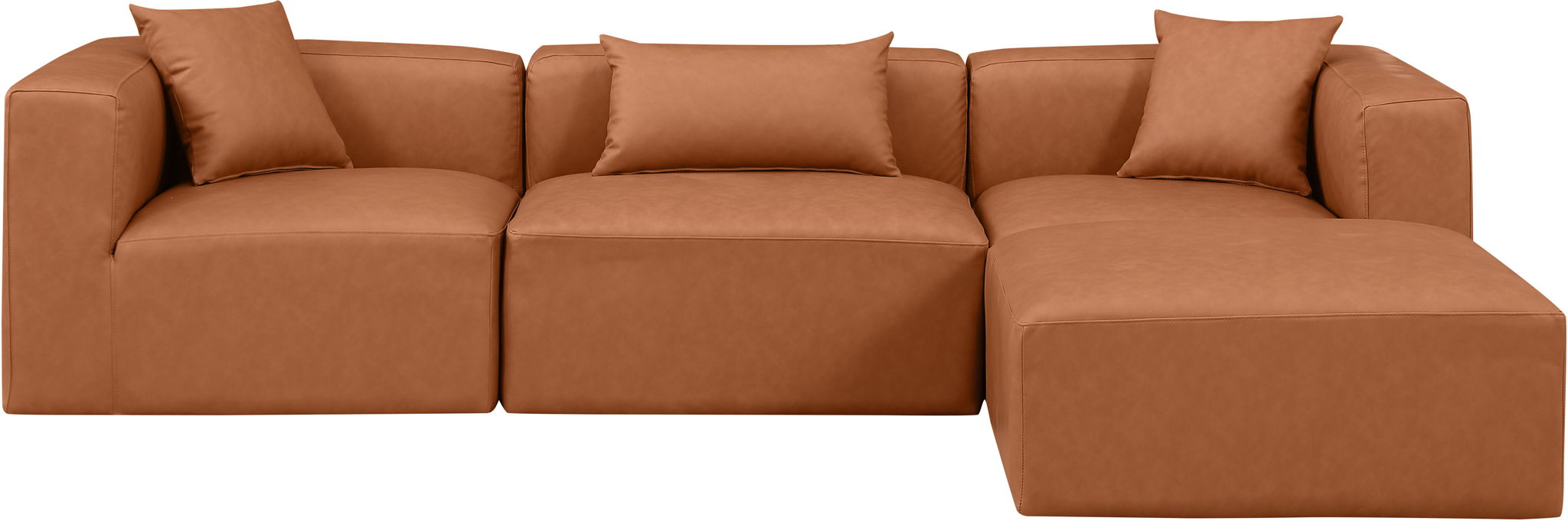 Cube - 4 Piece Modular Sectional With Chaise - Cognac