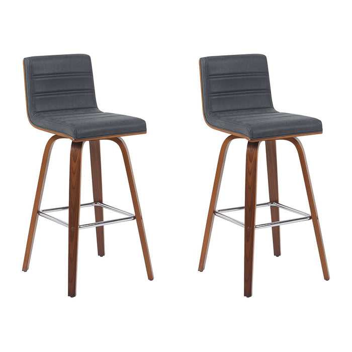 Vienna - Modern Swivel Bar Height Stool - Walnut Finished Wood Frame