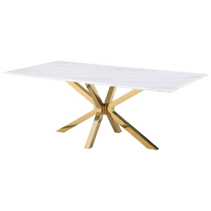 Venera - Rectangular Faux Marble Dining Table - White