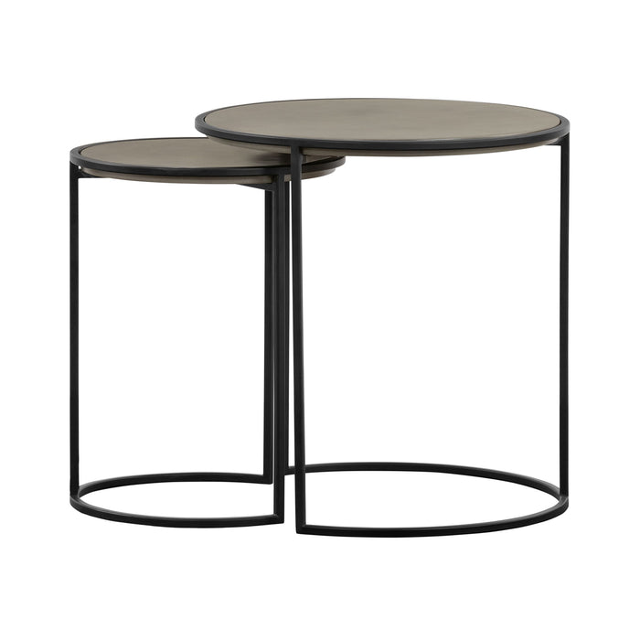 Rina - 2 Piece Nesting End Table Set - Concrete / Black