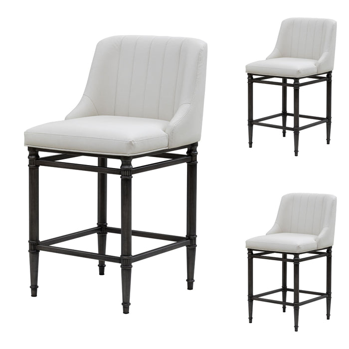Marvin - Steel Frame Faux Leather Upholstered Counter Height Barstool