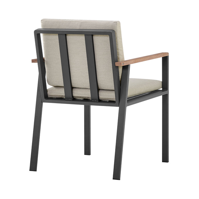 Nofi - Outdoor Patio Dining Chair With Cushions (Set of 2) - Charcoal / Taupe
