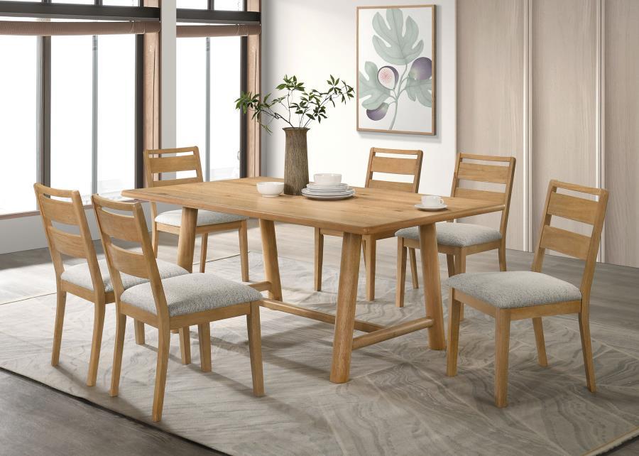 Duncan - 7 Piece Rectangular Wood Dining Table Set - Washed Oak