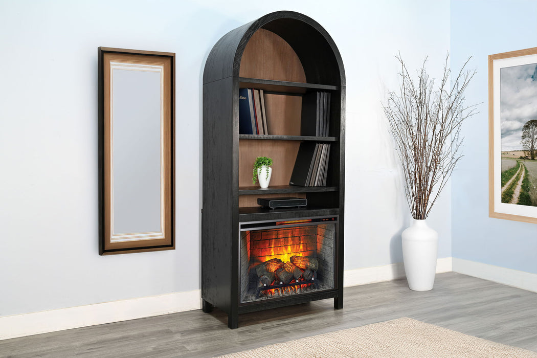 Chill - Arch Bookcase With 33" Fireplace Option - Umbra
