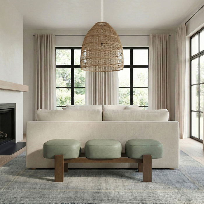 Woodcrest - Vegan Leather Upholstered Bench - Painted Brown Walnut Base