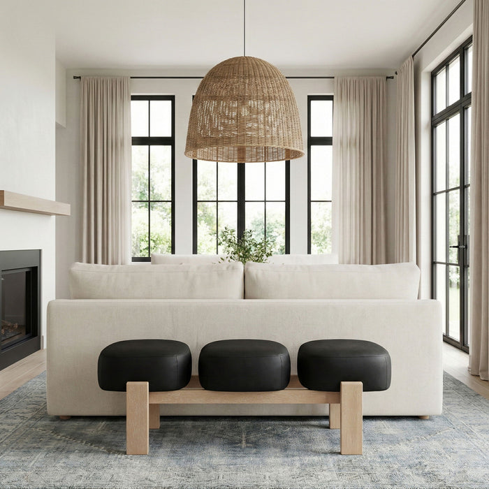 Woodcrest - Vegan Leather Upholstered Bench - Painted Natural Base