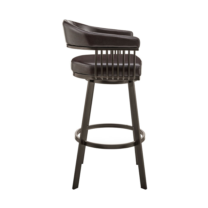 Chelsea - 25" Counter Height Swivel Bar Stool - Java - Brown Finish And Chocolate Faux Leather