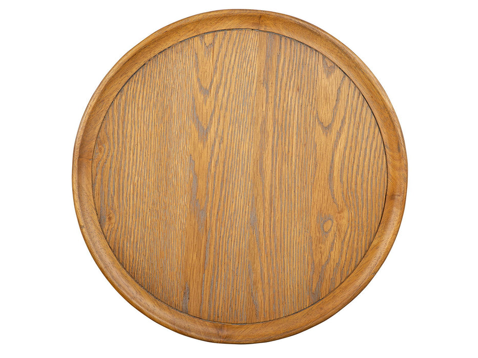 Lindon - Round Pedestal Accent End Table - Belgian Wheat