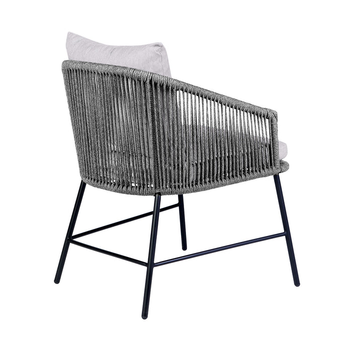 Calica - Outdoor Patio Dining Chair - Black Metal And Gray Rope