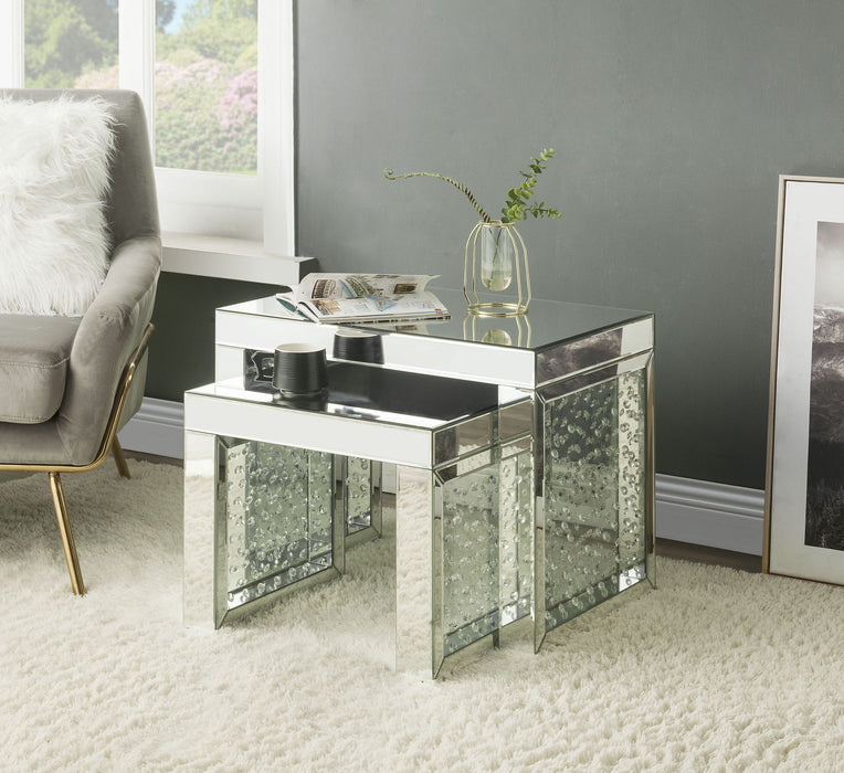 Nysa - 20" Accent Table - Mirrored & Faux Crystals Inlay