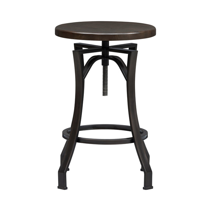 Winslow - Adjustable Height Metal Barstool With Wood Seat - Walnut