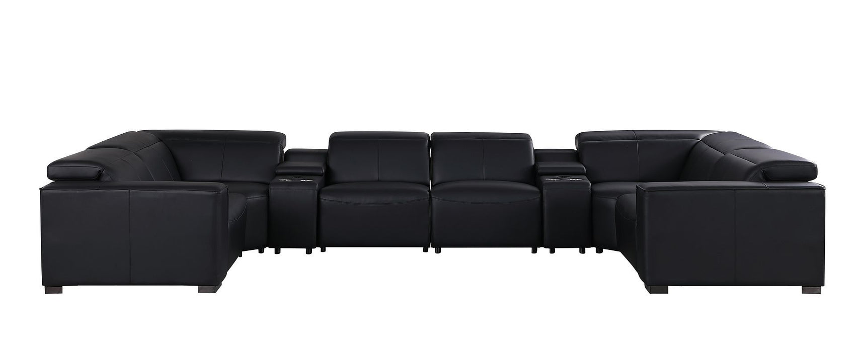1208 - 8 Piece Modular Leather Sectional With 2 Power Recliners & Power Headrests
