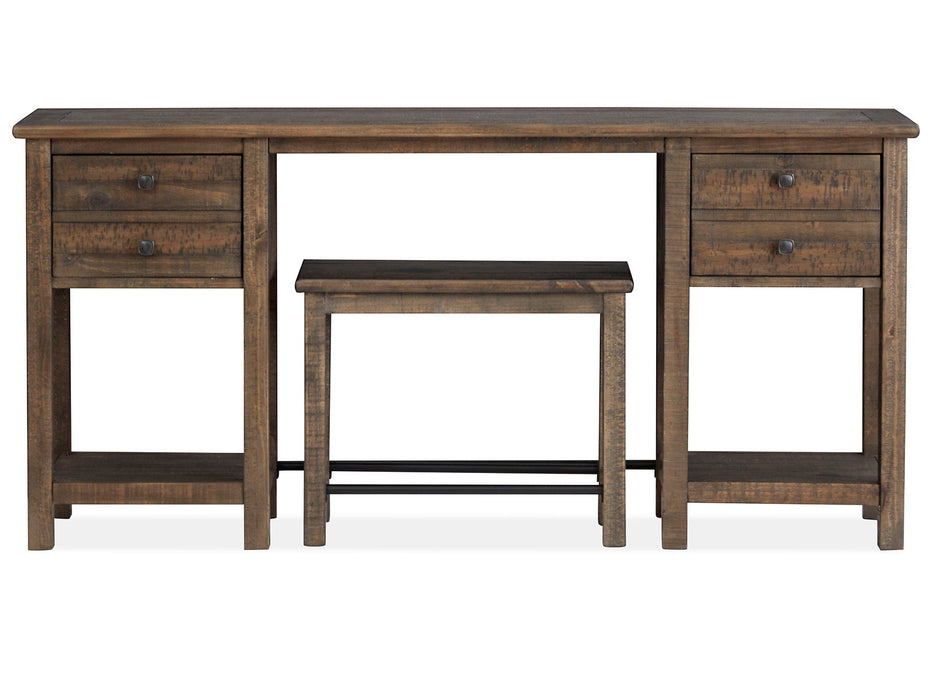 Smithton - Rectangular Sofa Table With 1 Stool - Homestead Brown