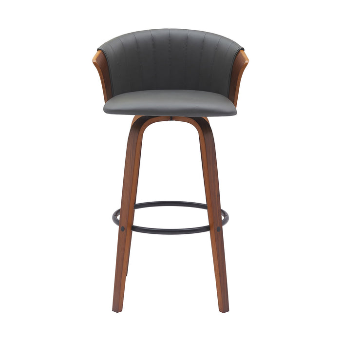 Diana - Swivel Walnut Wood Faux Leather Counter Stool