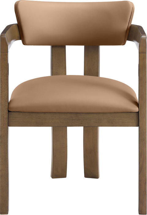 Lavrin - Vegan Leather Upholstered Dining Arm Chair (Set of 2) - Walnut Base