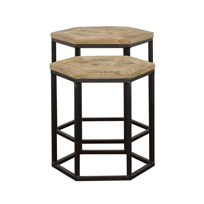 Adger - 2 Piece Hexagon Nesting Tables - Natural And Black