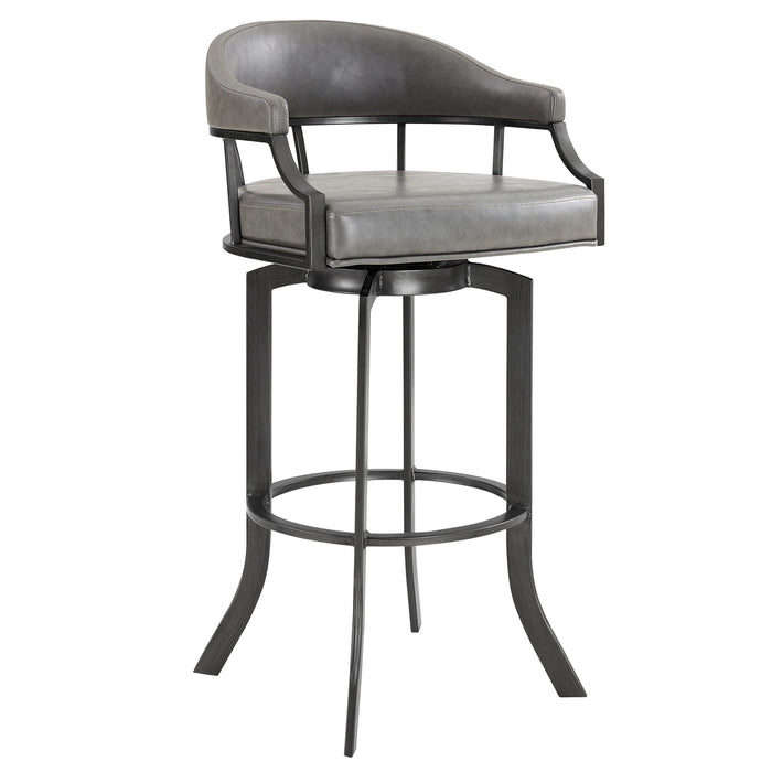 Edy - Swivel 26" Mineral Finish And Gray Faux Leather Bar Stool