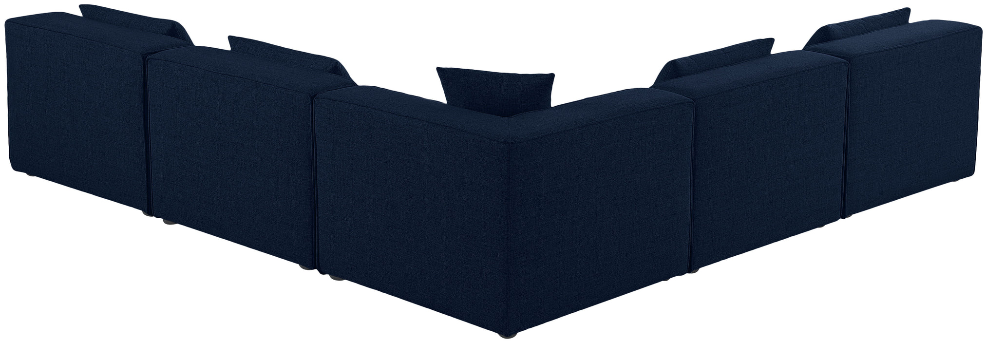 Cube - Modular Sectional 5 Piece - Navy - Fabric