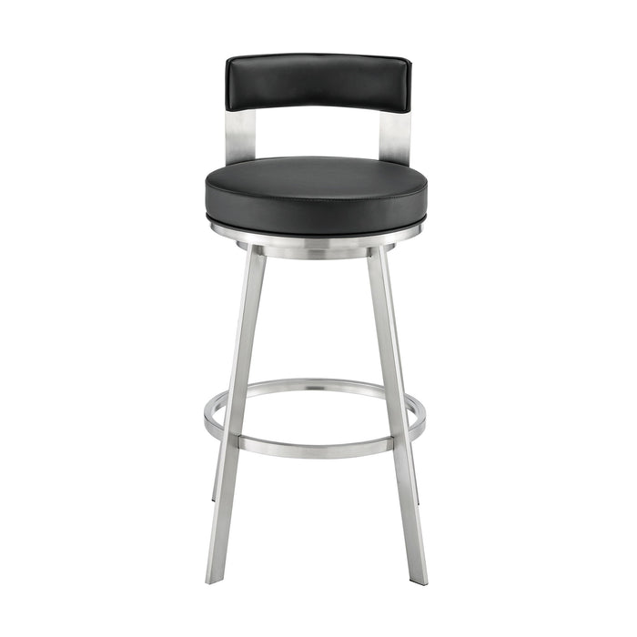 Lynof - Swivel Bar Stool - Brushed Stainless Steel Finish