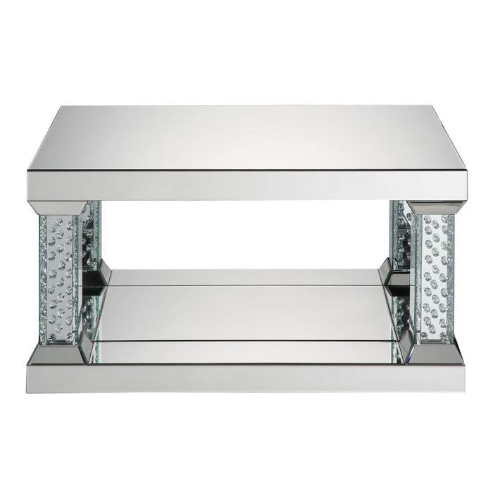 Nysa - 36" Coffee Table - Mirrored & Faux Crystals