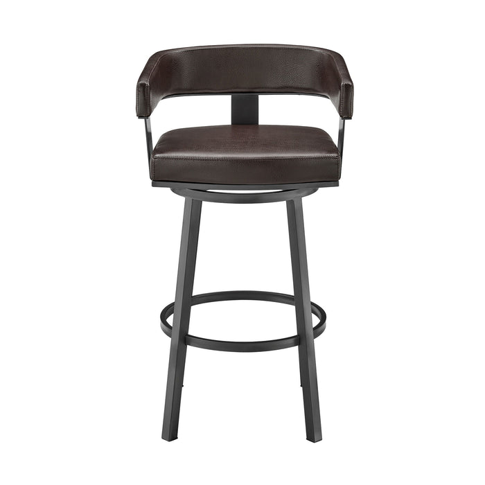 Lorin - 26" Counter Height Swivel Bar Stool - Java - Brown Finish And Faux Leather