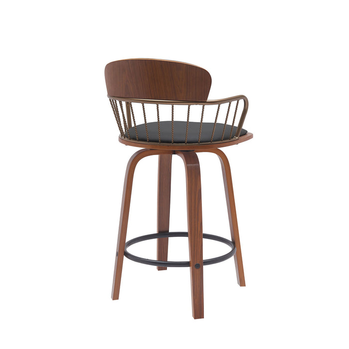 Willow - Swivel Walnut Wood Faux Leather Stool