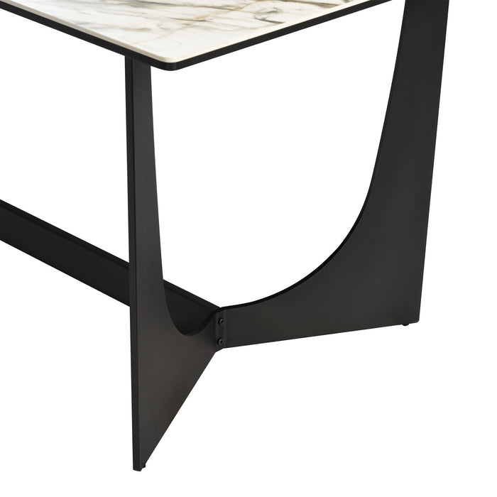 Esme - Dining Table Stone And Metal - Gray / Black