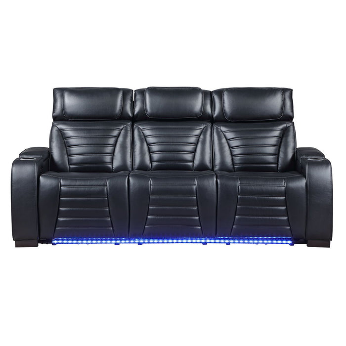 Ephron - Power Motion Sofa With Dropdown Table, Wireless Charging, Reading Light, Power Headrests & LED - Black