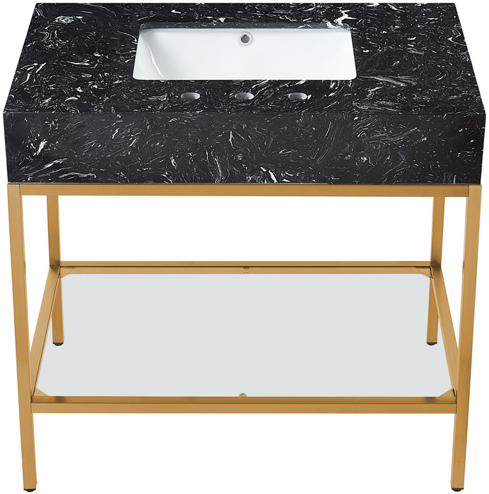 Marmo - Engineered Marble Bathroom Vanity With Gold Base