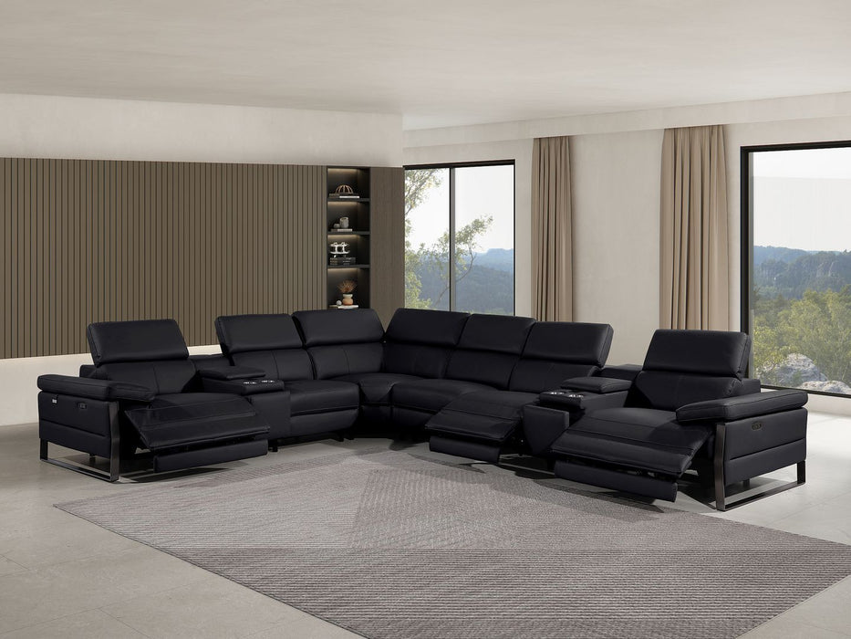 1246 - 8-Piece L-Shaped Modular Power Reclining Sectional With 3 Power Recliners And Power Headrests