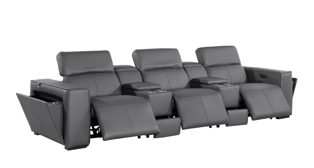 1224 - 5-Piece Modular Power Reclining Sofa In With 3 Power Recliners & Power Headrests