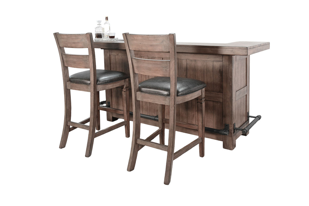 Traditional Wood Home Bar With Stools