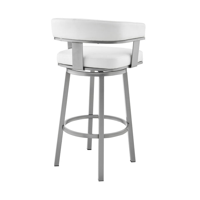 Lorin - 26" Counter Height Swivel Bar Stool - Silver Finish With Faux Leather