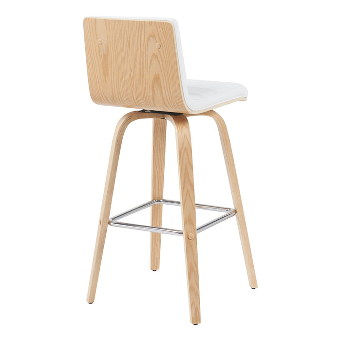 Vienna - Modern Swivel Bar Height Stool - Patterned Oak Wood Frame