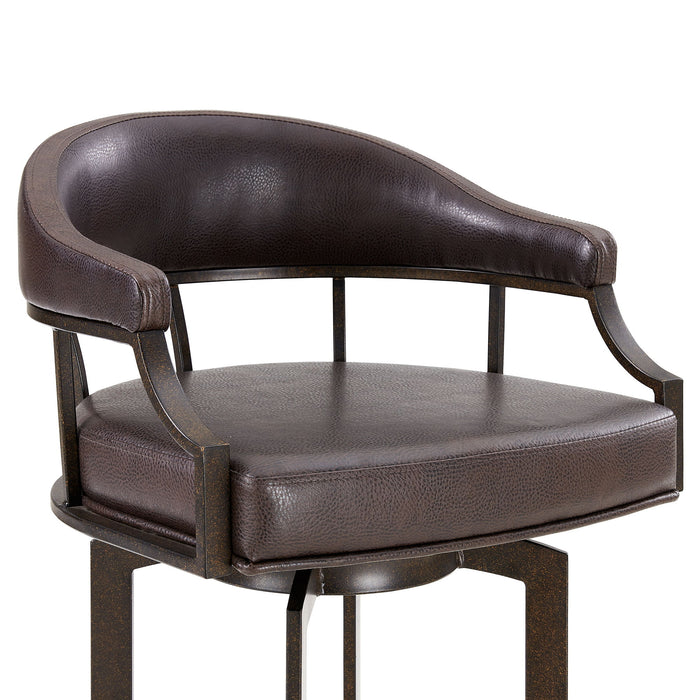 Edy - Swivel 26" Auburn Bay And Brown Faux Leather Bar Stool