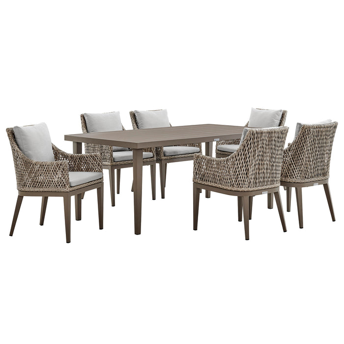 Grenada - 7 Piece Gray Aluminum Outdoor Dining Set With Gray Fabric