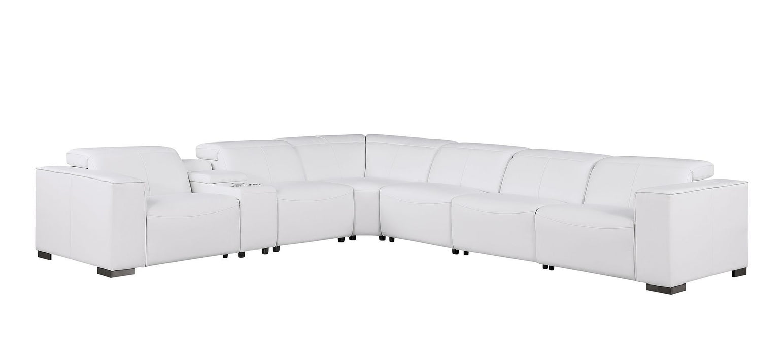 1208 - 7 Piece L-Shaped Leather Reclining Sectional With 4 Power Recliners
