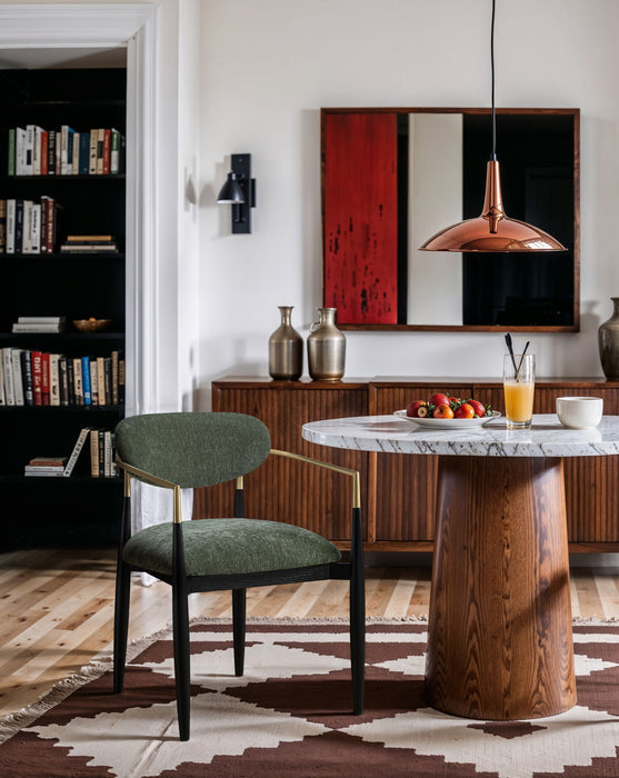 Riccio - Fabric Dining Arm Chair (Set of 2) - Black And Gold Frame